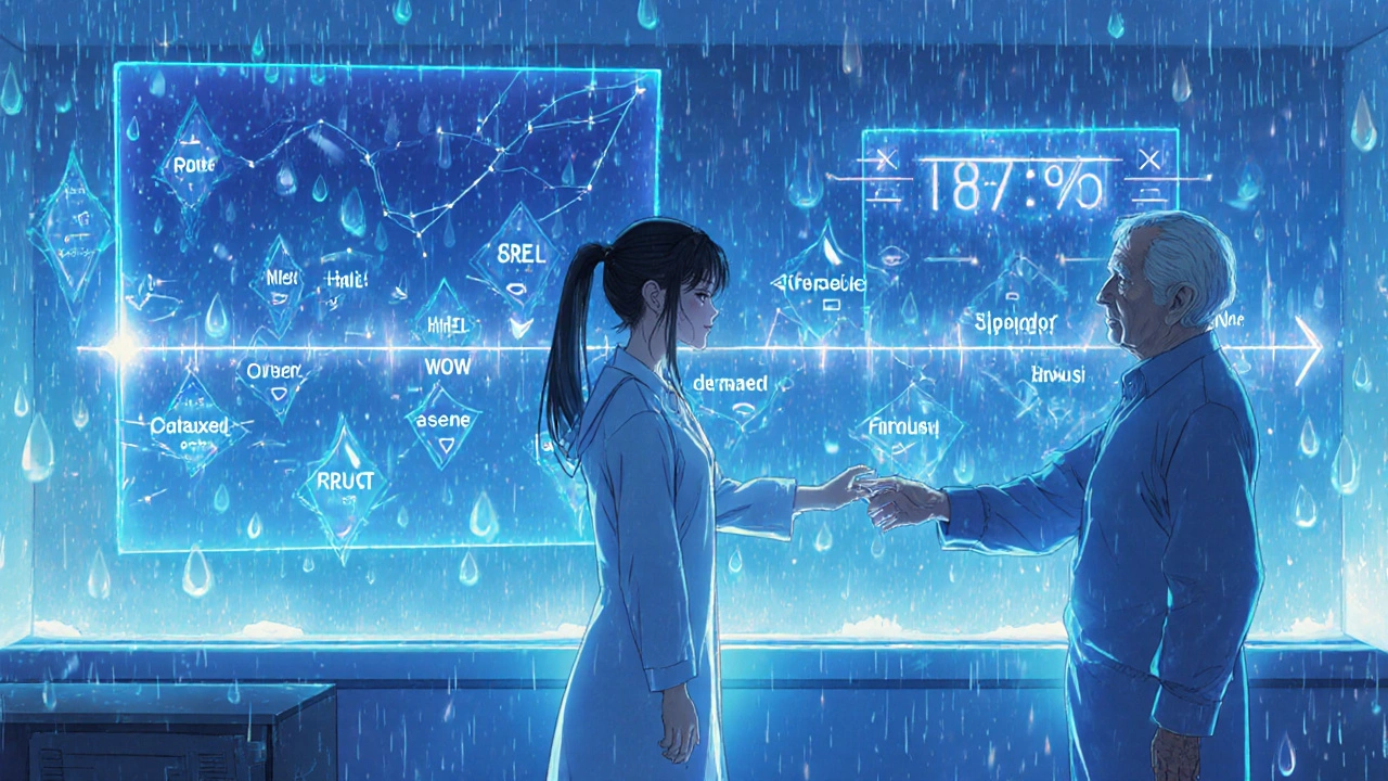 AIが審査を加速する未来のFDAコントロールルームと患者の手のひら