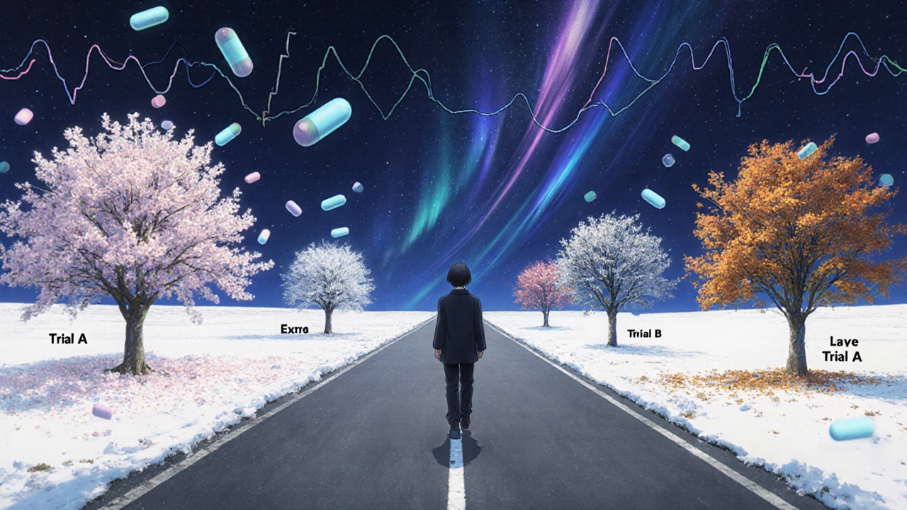 一人の人物が四季を渡りながら薬物投与のサイクルを歩む、幻想的な時間の旅。