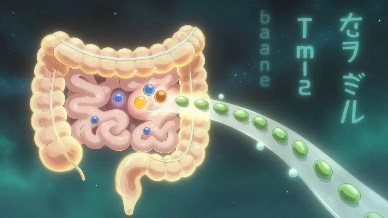 レボチロキシンの吸収を阻害するホエイタンパク質とカルシウムの分子と、妨害されないピープロテインの分子の比較図。