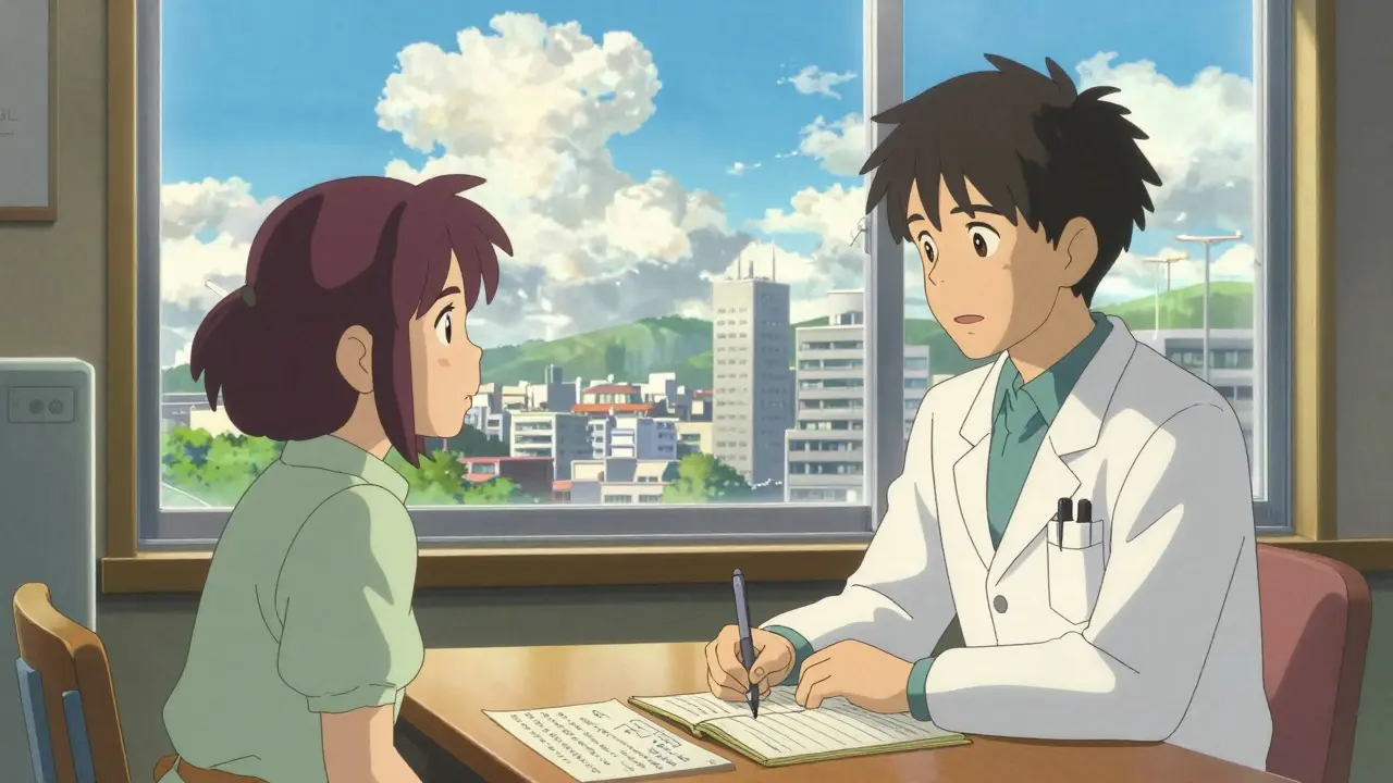 医師と患者がにこやかに相談し、共に治療計画を立てている様子
