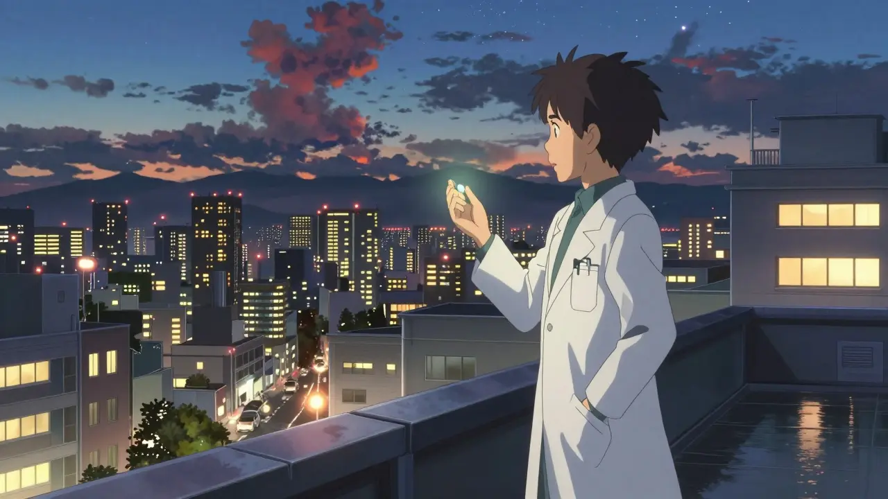 夜景を背景に輝く安全なジェネリック医薬品